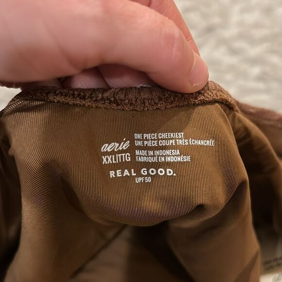 NWT aerie one piece cheekiest upf 50 brown and pink swimsuit - Picture 3 of 4